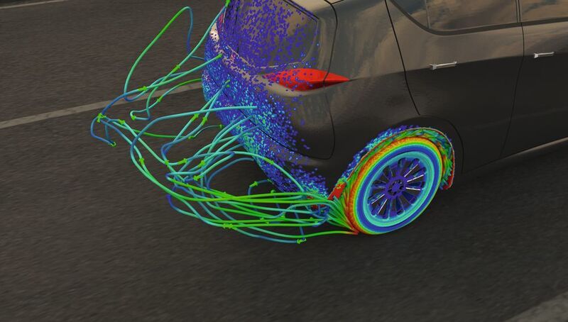 3D-Simulation können die Entwickler gleichzeitig die aerodynamische Effizienz des Fahrzeugs verbessern und die Verschmutzungsneigung am Heck verringern.  (Exa)