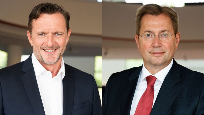 Axel Nordieker (l.) ist jetzt Vice President Operations der Region Europa und Afrika. Christian Ruben übernimmt als CEO der Toyota-Kreditbank-Gruppe die Verantwortung für das deutsche Geschäft.(Bild:  Toyota)