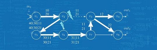 A link failure can mean that communication traffic must first be routed in a different direction, i.e. away from the actual destination. Such redirections can be recursive. On the alternative backup path, a further link failure can lead to another alternative path having to be found.(Image: Stefan Schmid)
