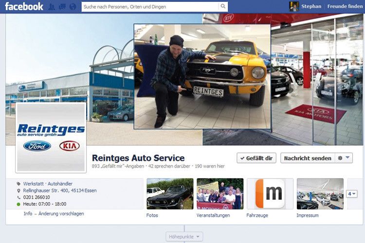 Social-Media-Kanäle wie Facebook nutzt Reintges, um mit Kunden in Kontakt zu bleiben. (Foto: Screenshot)