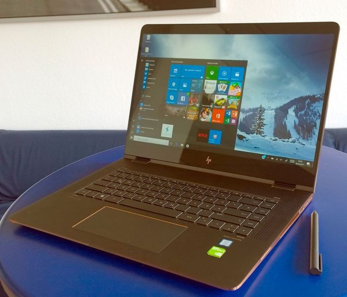 HP hat leistungsfähige Hardware in das Spectre x360 15 gepackt: Intel Core i7-7500U, Nvidia Geforce 940MX, SSD mit einem TB Kapazität und ein 15,6-Zoll-Display mit 4K-Auflösung. (Vogel IT-Medien)