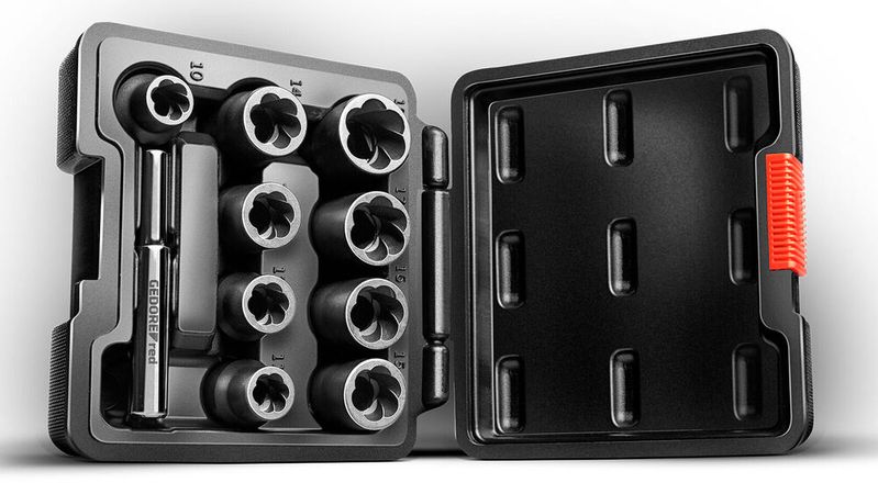 Der Satz von Gedore Red enthält neun Einsätze in den Schlüsselweiten 10 bis 19 mm.(Bild:  Gedore)