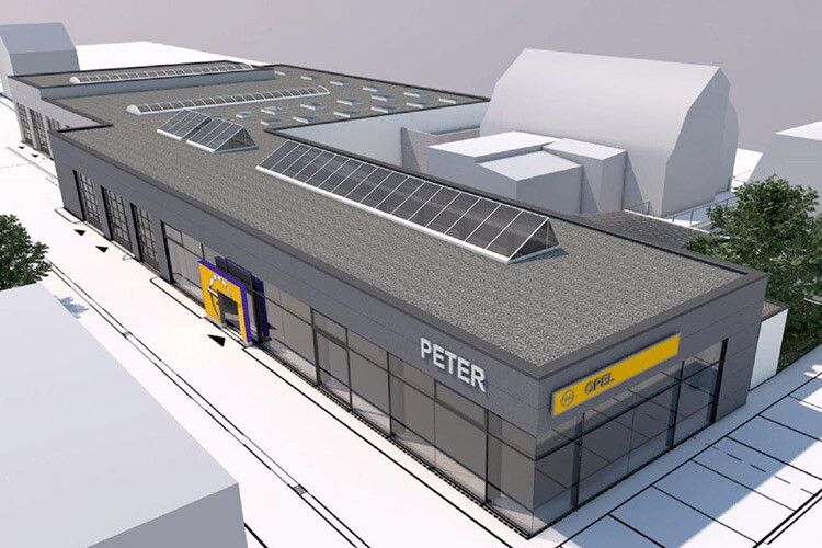 Das Gebäude aus der PC-Überblicksperspektive. (Foto: Autohaus Peter)