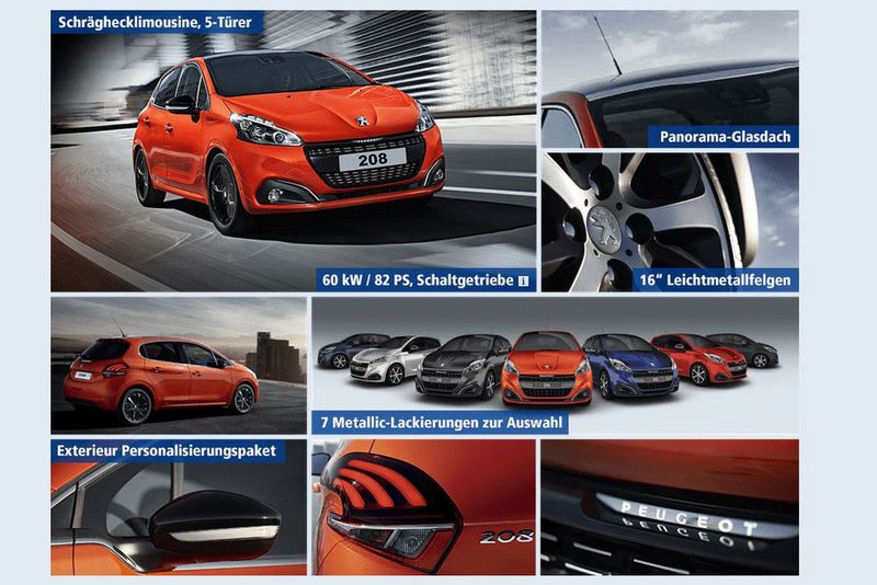 Einen Klick weiter gelangt der Kunde zu einem Bereich, der die Ausstattung des 208 bebildert. (Screenshot 1und1.de)