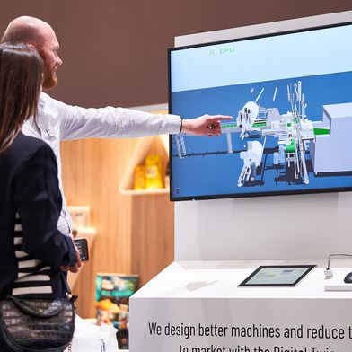Demonstration einer virtuelle Anlage, um Prozesse zu analysieren und zu optimieren. (Bild: Rockwell Automation GmbH)