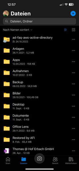Die OneDrive-App auf dem iPhone und iPad zeigt Daten aus OneDrive und OneDrive for Business an. (Bild: Joos – Microsoft)