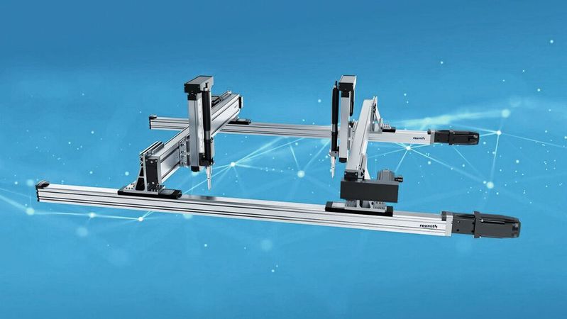Leistungsfähige Führungen in den Linearmodulen dieses Linearroboters mit zwei individuellen YZ-Einheiten ermöglichen Spitzenwerte bei Geschwindigkeit, Präzision und Wiederholgenauigkeit.(Bild:  Bosch Rexroth)