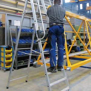 Praktisch und besonders sicher: Die Aluminium-Stehleiter verfügt über zwei Handläufe.