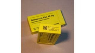 Serialisierte, FMD-konforme Verpackung, hergestellt von GE Pharmaceuticals im Auftrag von Wörwag (GE Pharmaceuticals)