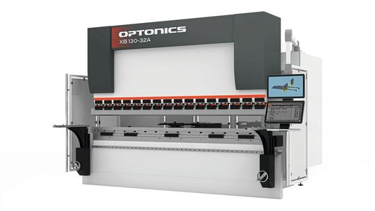 The new XB series from Mazak made its European debut at Euroblech 2026. Pictured is the new Optonics XB 130-32A press brake from the series.(Image: Mazak)