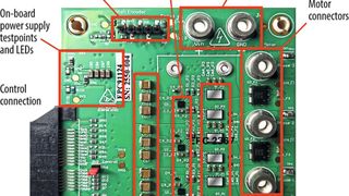 Bild 1:  Übersicht des EPC91124-Evaluierungsboards, welche die Hauptabschnitte hervorhebt. (Bild: Efficient Power Conversion (EPC))