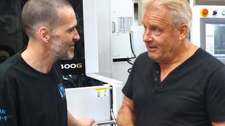 Kevin Marklew (Right) discusses the next job for the Excetek V400G.  (WMT)