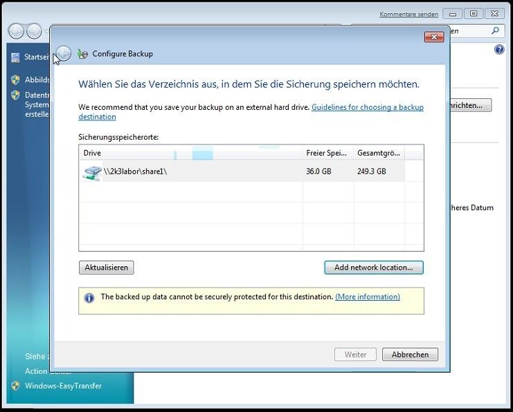 Sichern im Netz: Als Zielmedium sind auch Netzlaufwerke möglich. (Archiv: Vogel Business Media)