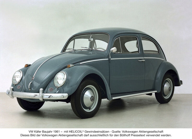 VW Käfer Baujahr 1961 – mit Helicoil Gewindeeinsätzen (Quelle: Volkswagen Aktiengesellschaft) Dieses Bild der Volkswagen Aktiengesellschaft darf ausschließlich für den Böllhoff Pressetext verwendet werden. (Bild: Böllhoff)