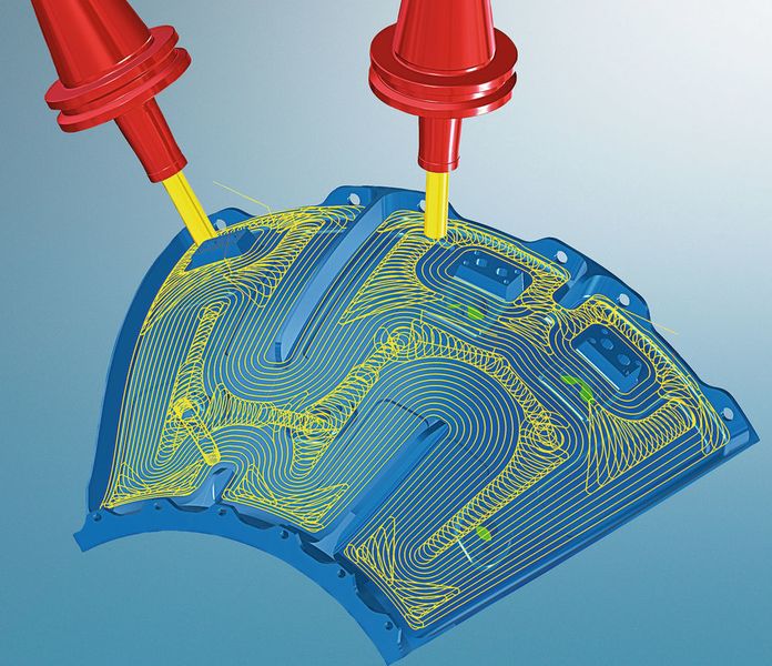 Schruppmodul «Hypermill Maxx Machining»: HPC-Bearbeitung in trochoidalen Werkzeugbahnen. (Bild: Open Mind)