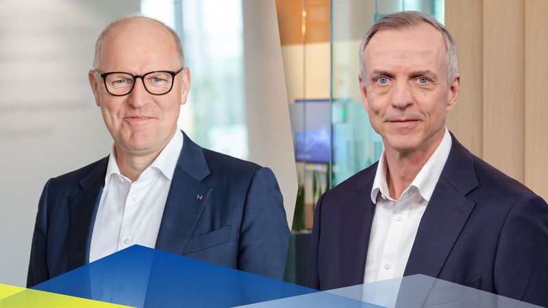 Holger Engelmann (l.) tritt früher als geplant von seinem Amt als Vorstandsvorsitzender von Webasto zurück. Sein Nachfolger ist Jörg Buchheim.(Bild:  Webasto)