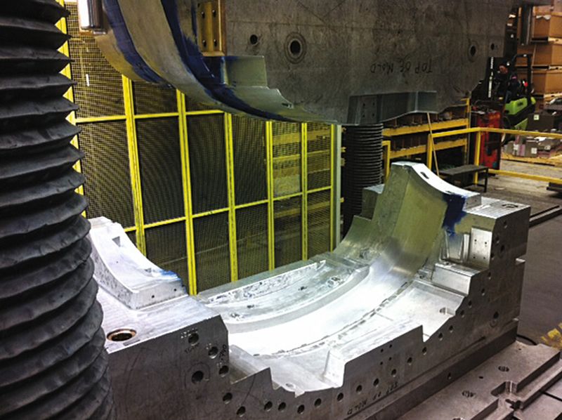 This OEM automotive fascia mould was made from modified 2618 cast aluminium mould plate. (Source: Clinton Aluminum)