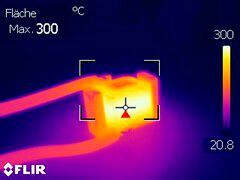 Bild 3: Wärmebildaufnahme der „gedruckten“ Spule bei 300°C.   (Bild: Johannes Rudolph)