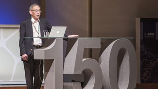 Nobelpreisträger Professor Steven Chu von der Stanford University stellte seinen Plenarvortrag unter den Titel „Energie, Klimawandel und wie der Übergang zu einer nachhaltigen Welt gelingt“. (BASF SE)