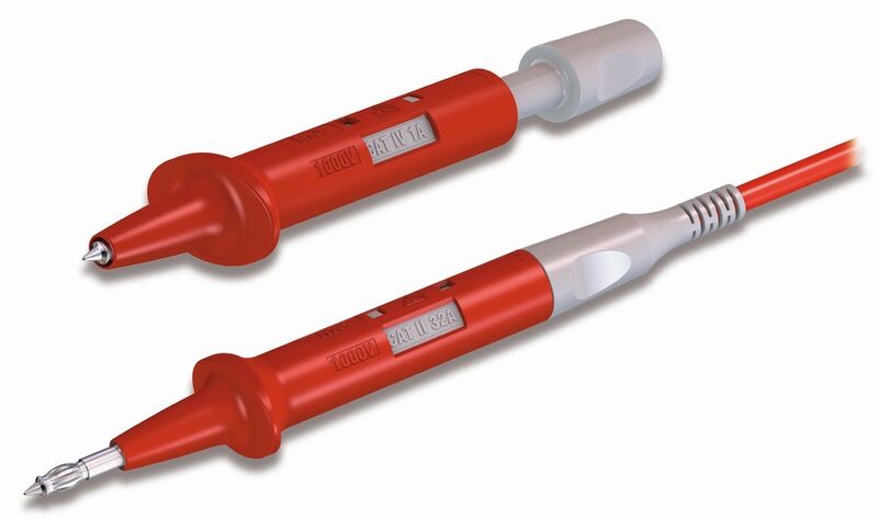 Die verstellbaren Prüfspitzen XSAP-4 und XSPP-419 sind in rot, blau oder schwarz erhältlich. (Multi-Contact)