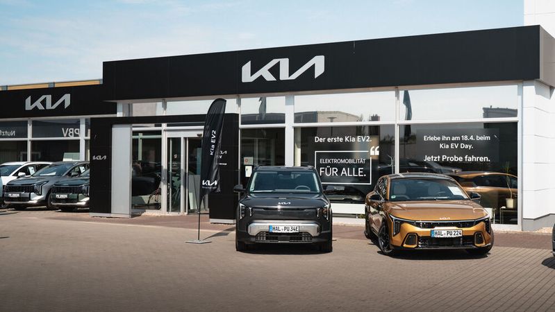 Im Hallenser Autohaus am Wasserturm von PS Union werden nicht nur Pkw, sondern auch   Nutzfahrzeuge von Kia exklusiv vertrieben.(Bild:  BST Creation/PS Union)