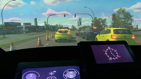 The cockpit view during a test drive in the simulator. (Source: Uccello et al., IEEE OJITS 2026)