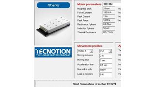 Parametereingabe im Auslegungstool für Linearmotoren. (Bild: Tecnotion)
