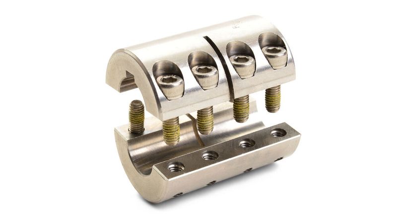 Korrosionsbeständige zweiteilige starre Kupplung von Ruland aus Edelstahl mit firmeneigener Nypatch-Beschichtung der Schrauben (Bild: Ruland)