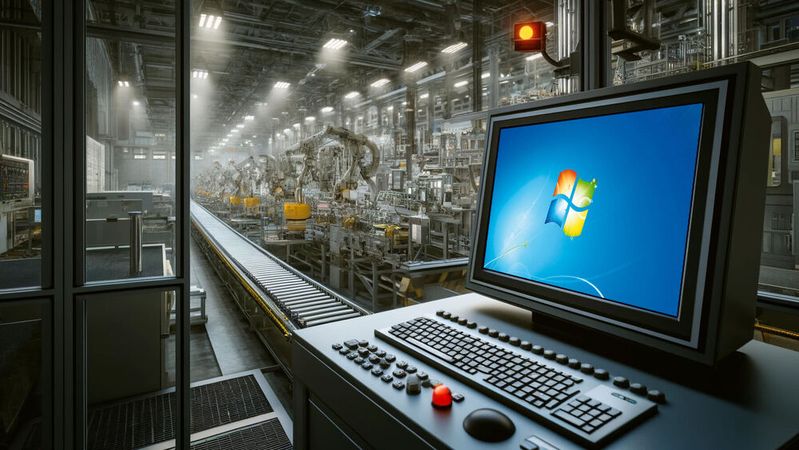 Veraltete OT-Systeme sind leichte Ziele für Angreifer, ein Austausch kostet Millionen. OT-Security sichert Anlagen und verschafft Betreibern Zeit für strategische Modernisierung.(Bild:  Dall-E / KI-generiert)