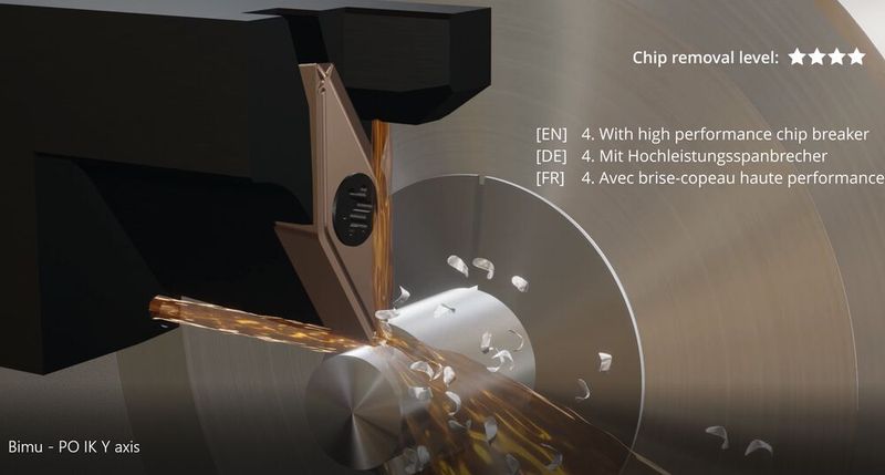 Für sicheren Spanbruch sind «Aufprallwände», also Spanbrecher, Stand der Technik, welche den Span erneut stauchen, so das einfache Abfliessen unterbrechen und den Span brechen. (Bild: Bimu)