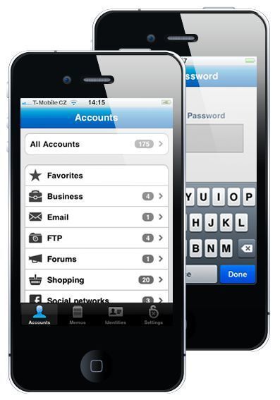 Um auf dem iPhone ein passwortgeschütztes Konto aufzurufen, öffnet der Nutzer Sticky Password und erhält über „All Accounts“ eine Liste der gespeicherten Kontoinformationen. (Archiv: Vogel Business Media)
