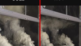 Abb.1: Die Lufströme in einem Abzug werden durch thermische Lasten beeinflusst (links: Abzug ohne Heizlast, rechts: Abzug mit Heizlast). (Bild: Waldner)