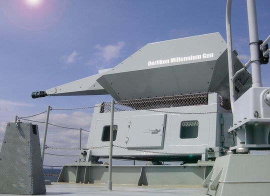 Until now, Rheinmetall has primarily equipped warships with laser systems and cannons, such as the Oerlikon Millennium Gun for fast surface targets. Now, however, the Düsseldorf (Germany) -based defence company wants to build entire ships, as it is allowed to take over NVL ...(Image: Rheinmetall Air Defence AG)