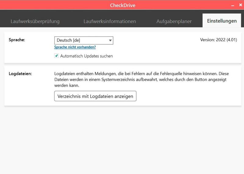 Anpassen der Sprache von CheckDrive 2022. (Joos (Screenshot))