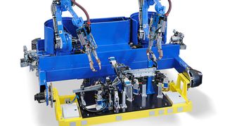 Yaskawa hat ein kompaktes und flexibles System zum roboterbasierten Punktschweißen bei hoher Geschwindigkeit entwickelt, das mit sieben Achsen arbeitet und ein Mutternschweißsystem enthält. (Yaskawa)