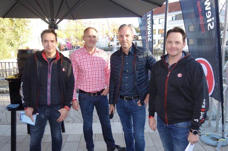Die Gastgeber (v. l.) Sebastian Hill,  Thorsten Daniels, Björn Siewert und Markus Hollerbaum, S&K. (IT-BUSINESS)