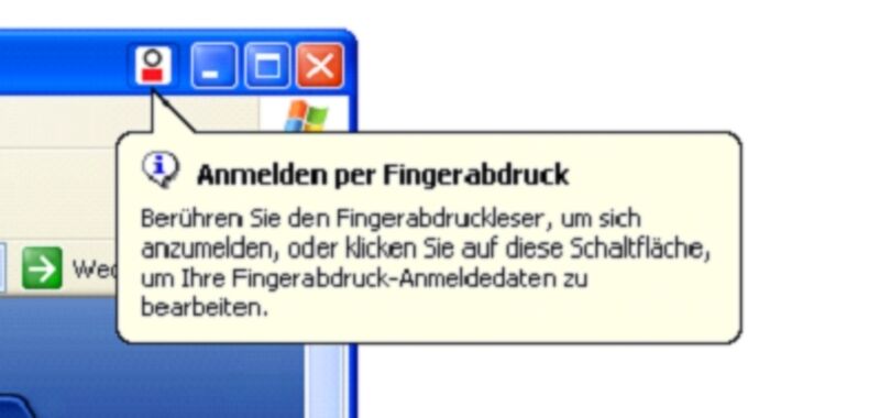 Ein Icon weist auf die Anmeldung per Fingerabdruck bei registrierten Webseiten hin. (Archiv: Vogel Business Media)