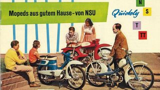 Die Quickly war für NSU ein Riesenerfolg. 1959 erschien die NSU Quickly T, die „Traum“-Quickly – blechverschalt, gebläsegekühlt und mit Hinterradfederung.  (Bild: Audi AG)