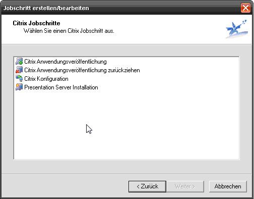 Abbildung 2: Die Citrix Erweiterungen von Baramundi setzten sich aus vier grundlegenden Jobs zusammen. (Archiv: Vogel Business Media)