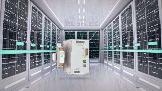 Bild 2:  Stromversorgung Quint Power und Überspannungsschutz PLT-SEC als perfektes Team für Anwendungen mit sehr hohen Anforderungen an die Funktionalität, etwa im Bereich Data Center.(Bild:  PxC Interner CGI Artist)