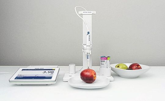 Fig.2: pH Measurement of Fruit Using the InLab™ Solids Pro-ISM™ Sensor and SevenDirect™ Benchtop pH Meter. (Source:  METTLER TOLEDO)