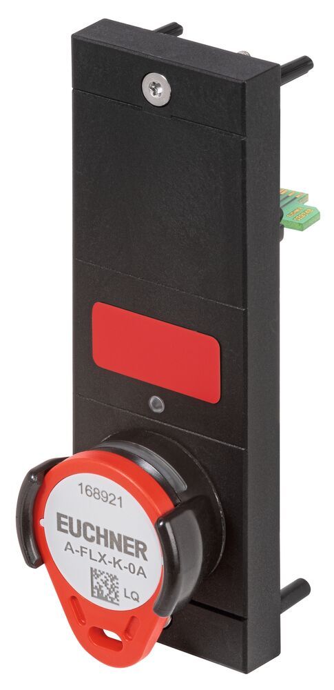 Digitaler Schlüssel: Mit dem RFID-System  «CKS2» von Euchner können Unternehmen in Verbindung mit Schutztüren «MGB2», die in ein Steueungsnetzwerk integriert sind, den gefahrlosen Zugang zu automatisierten Lageranlagen steuern und überwachen. (Bild:  Euchner)