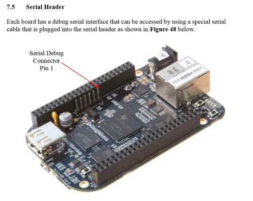 Beaglebone Black: Serial Debug Header (Bild: TI / beagleboard.org)