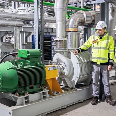 6-stufiges Gebläse von Continental, speziell für die CO2-Aufbereitung am Standort Friesoythe. (Bild: Continental Industrie GmbH)