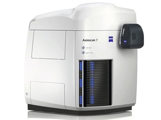 Der Gewebeschnitt-Scanner ZEISS Axioscan 7 spatial biology erlaubt skalierbare Workflow-Automatisierung(Bild:  Zeiss)