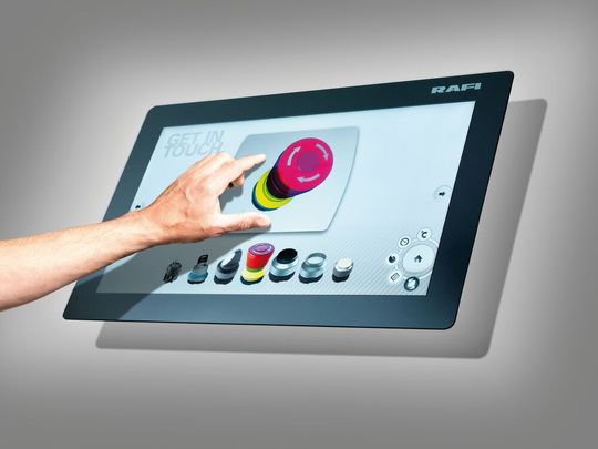 Industrietaugliches, kapaztitives Bediensystem: Rafi hat bei seinen Glasscape die Fingerseparation verbessert und Gesten werden besser erkannt. Industrietaugliches, kapaztitives Bediensystem: Rafi hat bei seinen Glasscape die Fingerseparation verbessert und Gesten werden besser erkannt.