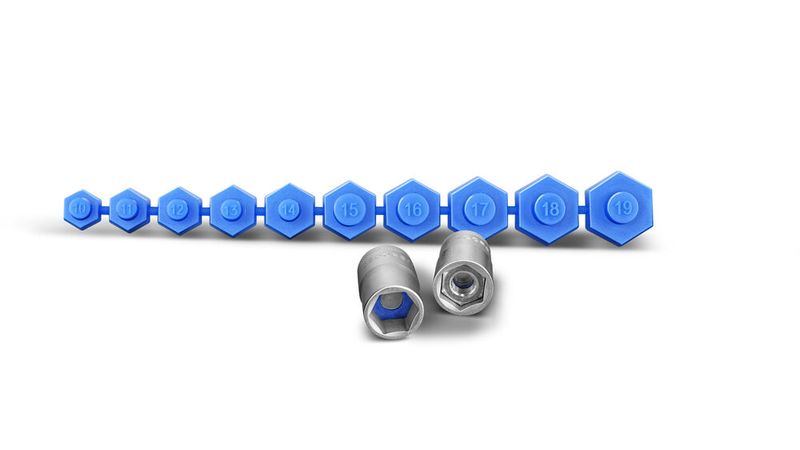 Magnetische Kunststoff-Inlays für Steckschlüssel (10-19 mm) mit starker Haltekraft ermöglichen sichere Einhandmontage auch bei Überkopf-Arbeiten. (Bild: Gedore)