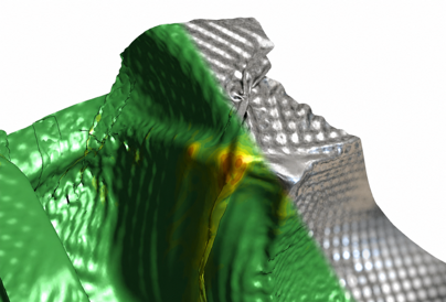 Die Simulation von Noppenblechen ermöglicht es, die Faltenbildung und das Materialverhalten bei extrem dünnen Bauteilen präzise abzusichern.(Bild:  Stampack)