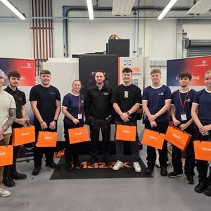 Winner Ben King (centre right) with the other finalists and Mazak Applications Engineer Reiss Stevens.  (Source:  Mazak)