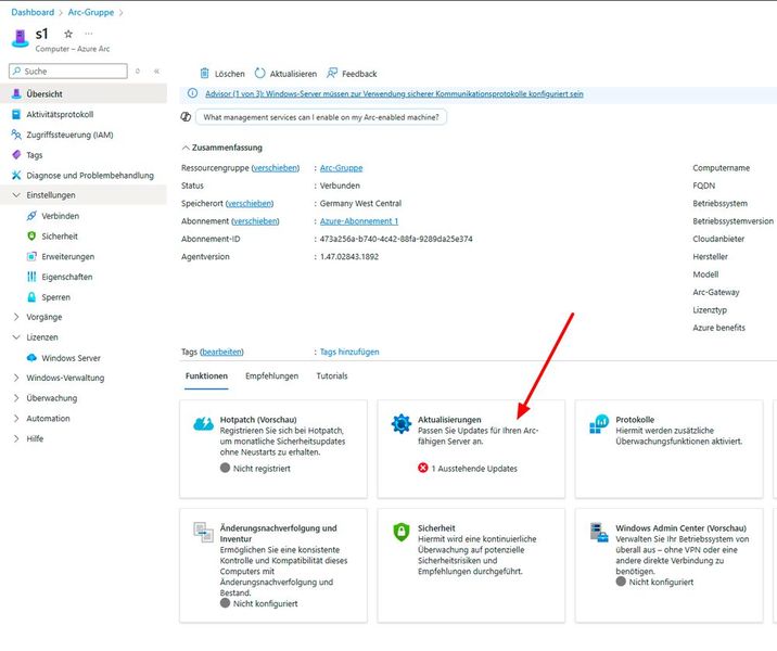 Über den Menüpunkt 